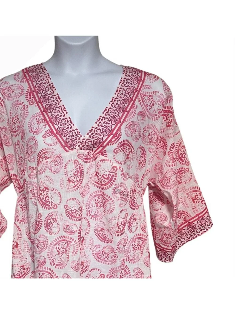 Lulla Collection Swim Coverup Womens One Size Pink With White Paisley Print